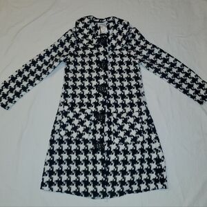 Beverly And Jean Black and White Houndstooth Coat